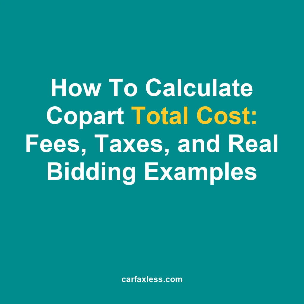 How To Calculate Copart Total Cost: Fees, Taxes, and Real Bidding Examples