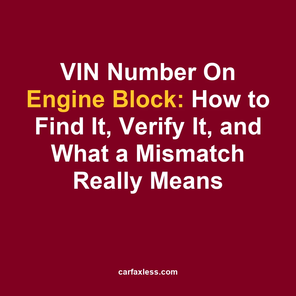 VIN Number On Engine Block: How to Find It, Verify It, and What a Mismatch Really Means