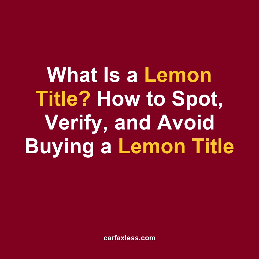 What Is a Lemon Title? How to Spot, Verify, and Avoid Buying a Lemon Title